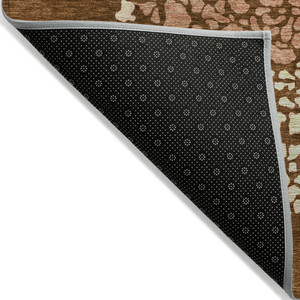 5' X 8' Orange Terra Cotta And Ivory Abstract Washable Indoor Outdoor Area Rug