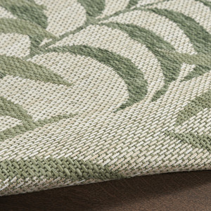 9' X 12' Ivory And Green Palm Leaf Indoor Outdoor Area Rug - 880016633511