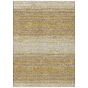 5' X 8' Gold And Beige Abstract Washable Indoor Outdoor Area Rug - 880016412567