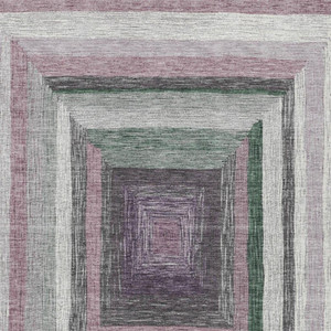 5' X 8' Blush Gray And Green Geometric Washable Indoor Outdoor Area Rug