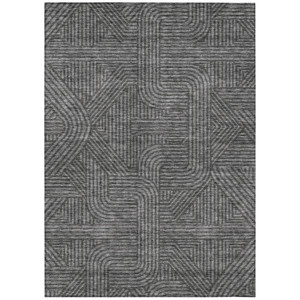 3' X 5' Charcoal And Gray Abstract Washable Indoor Outdoor Area Rug