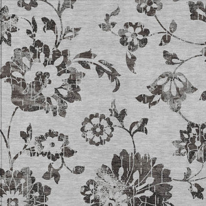 3' X 5' Gray Charcoal And Silver Floral Washable Indoor Outdoor Area Rug - 608219262280
