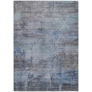 5' X 8' Gray And Blue Abstract Washable Indoor Outdoor Area Rug
