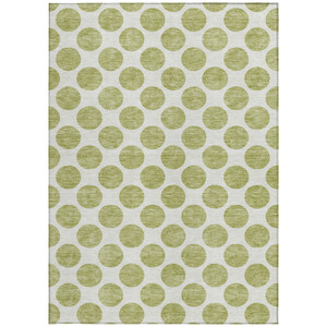 5' X 8' Sage And Ivory Polka Dot Washable Indoor Outdoor Area Rug