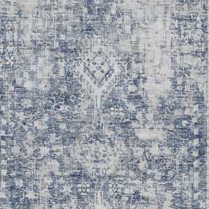 5' X 8' Navy Blue Oriental Washable Indoor Outdoor Area Rug - Navy Blue