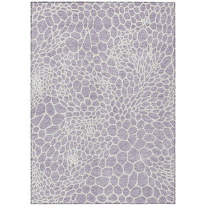 5' X 8' Lilac And Ivory Geometric Washable Indoor Outdoor Area Rug