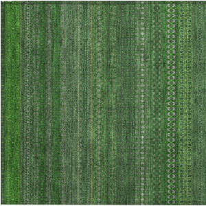 2' X 3' Fern Green Striped Washable Non Skid Indoor Outdoor Area Rug