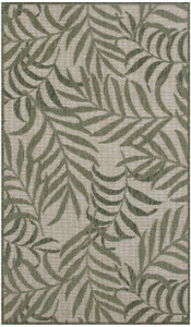 3' X 5' Ivory And Green Palm Leaf Indoor Outdoor Area Rug - 880016540208