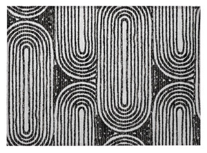 2' X 3' Black and White Abstract Washable Non Skid Indoor Outdoor Area Rug - 608219235444