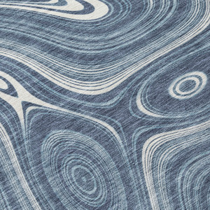 3' X 5' Blue And Ivory Geometric Washable Indoor Outdoor Area Rug - 880016524116