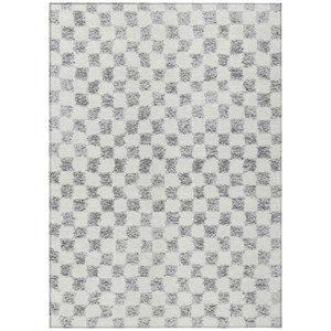 5' X 8' Gray And Ivory Geometric Washable Indoor Outdoor Area Rug - 880016732832