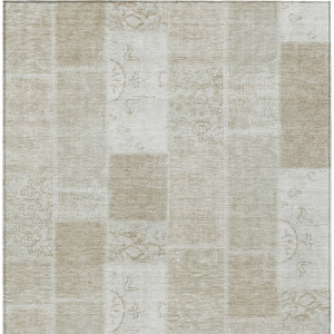 5' X 8' Taupe Beige And Tan Patchwork Washable Indoor Outdoor Area Rug