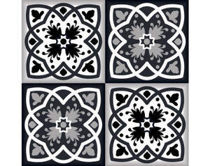 4" X 4" Black White and Gray Baz Peel and Stick Removable Tiles - 4512839546759