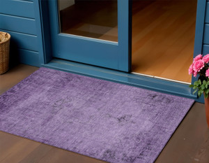 3' X 5' Purple Eggplant And Lavender Oriental Washable Indoor Outdoor Area Rug
