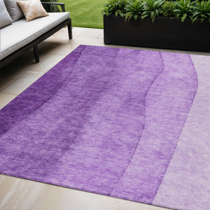 5' X 8' Purple And Lavender Ombre Washable Indoor Outdoor Area Rug