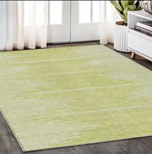 5' X 8' Artichoke Green And Ivory Abstract Washable Indoor Outdoor Area Rug
