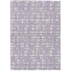5' X 8' Lavender And Ivory Geometric Washable Indoor Outdoor Area Rug Transitional Style - Lavender, Ivory Color