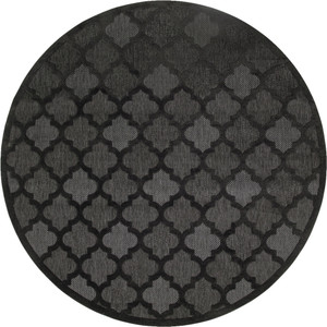 10' Charcoal And Black Round Trellis Indoor Outdoor Area Rug