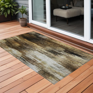 2' X 3' Chocolate Abstract Washable Non Skid Indoor Outdoor Area Rug Transitional Style - Chocolate Color