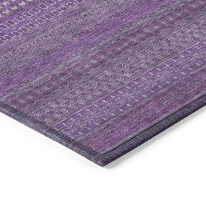 2' X 3' Eggplant Striped Washable Non Skid Indoor Outdoor Area Rug