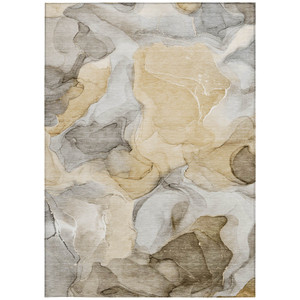 3' X 5' Brown Abstract Washable Non Skid Indoor Outdoor Area Rug