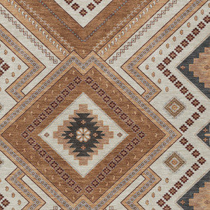 3' X 5' Copper Brown And Beige Tribal Washable Indoor Outdoor Area Rug