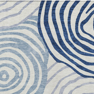 3' X 5' Ivory And Navy Blue Abstract Washable Indoor Outdoor Area Rug - 608219291686