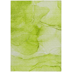 5' X 8' Green Abstract Washable Indoor Outdoor Area Rug