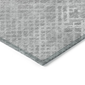 5' X 8' Gray And Silver Geometric Washable Indoor Outdoor Area Rug