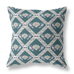 16" X 16" Dark Blue And Gray Blown Seam Geometric Indoor Outdoor Throw Pillow - 606114670490