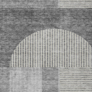 5' X 8' Gray Silver And Charcoal Geometric Washable Indoor Outdoor Area Rug - 608219137489