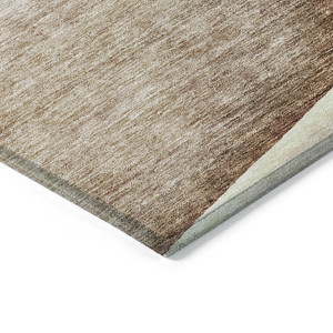 3' X 5' Brown Beige And Taupe Floral Washable Indoor Outdoor Area Rug