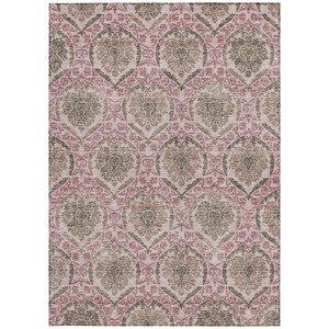 3' X 5' Chocolate Beige And Mauve Medallion Washable Indoor Outdoor Area Rug