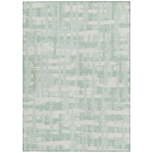 3' X 5' Mint Green Ivory And Pale Aqua Striped Washable Indoor Outdoor Area Rug