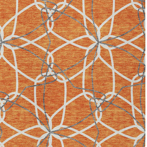 5' X 8' Orange And Ivory Geometric Washable Indoor Outdoor Area Rug Modern Style - Orange, Ivory Color