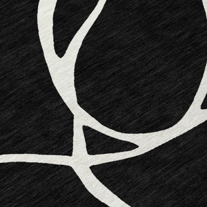 5' X 8' Black And Ivory Abstract Washable Indoor Outdoor Area Rug Transitional Style - Black, Ivory Color