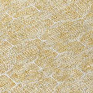 5' X 8' Gold Ivory And Beige Geometric Washable Indoor Outdoor Area Rug