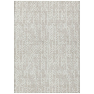 3' X 5' Beige And Ivory Tribal Washable Indoor Outdoor Area Rug