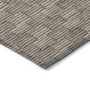 5' X 8' Brown And Beige Geometric Washable Indoor Outdoor Area Rug - 608219256227