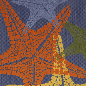 6' X 9' Blue Yellow And Orange Starfish Indoor Outdoor Area Rug - 880016434620