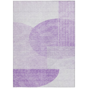 3' X 5' Purple And Lavender Geometric Washable Indoor Outdoor Area Rug