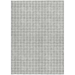 3' X 5' Gray And Ivory Geometric Washable Indoor Outdoor Area Rug - Gray, Ivory