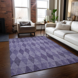 3' X 5' Purple Geometric Washable Non Skid Indoor Outdoor Area Rug - 608219252380