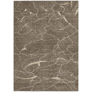 3' X 5' Brown And Ivory Abstract Washable Indoor Outdoor Area Rug Transitional Style - Brown, Ivory Color