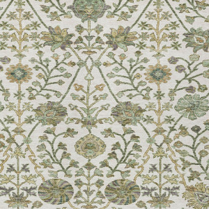 3' X 5' Ivory Green And Brown Floral Washable Indoor Outdoor Area Rug