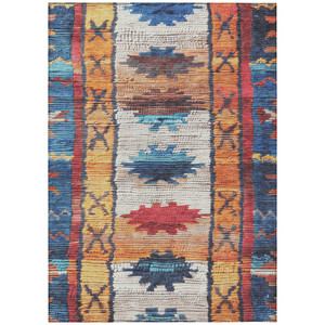 3' X 5' Navy Blue And Copper Tribal Washable Indoor Outdoor Area Rug