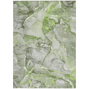 5' X 8' Green Abstract Washable Non Skid Indoor Outdoor Area Rug - 608219329969