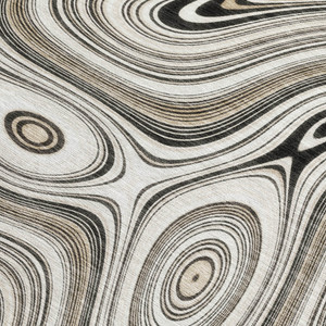 5' X 8' Ivory And Charcoal Geometric Washable Indoor Outdoor Area Rug