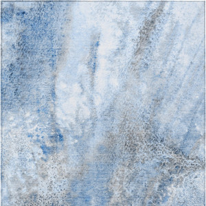 3' X 5' Ivory Blue And Gray Abstract Washable Indoor Outdoor Area Rug