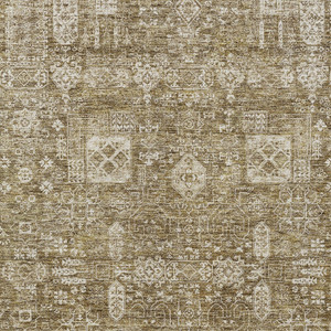 5' X 8' Brown Beige And Ivory Oriental Washable Indoor Outdoor Area Rug